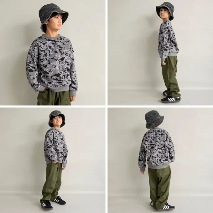 日本 BRANSHES - 裏起毛 舒適縮口長袖上衣-小熊-芥黃