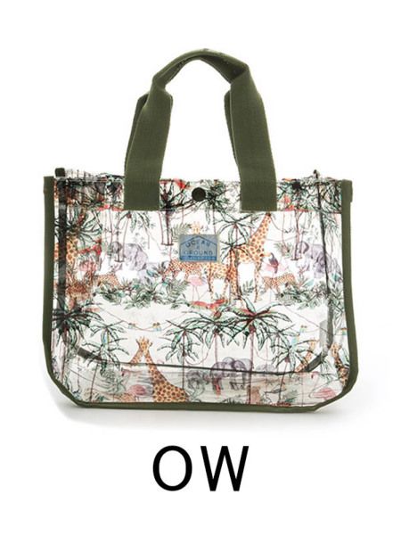 日本 OCEAN&GROUND - 透明PVC防水手提袋-花紋系列-碎花藍 NV (25x33x13.5cm)