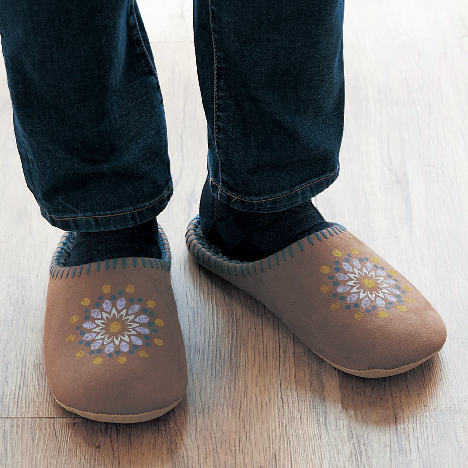 日本千趣會 - 北歐風 低反發減壓室內拖鞋-保暖刷毛-海軍藍