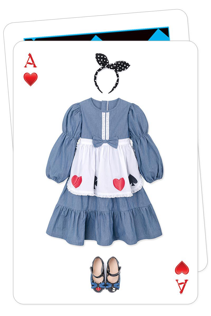 韓國 OZKIZ - (附髮飾)撲克圖案點綴連身洋裝