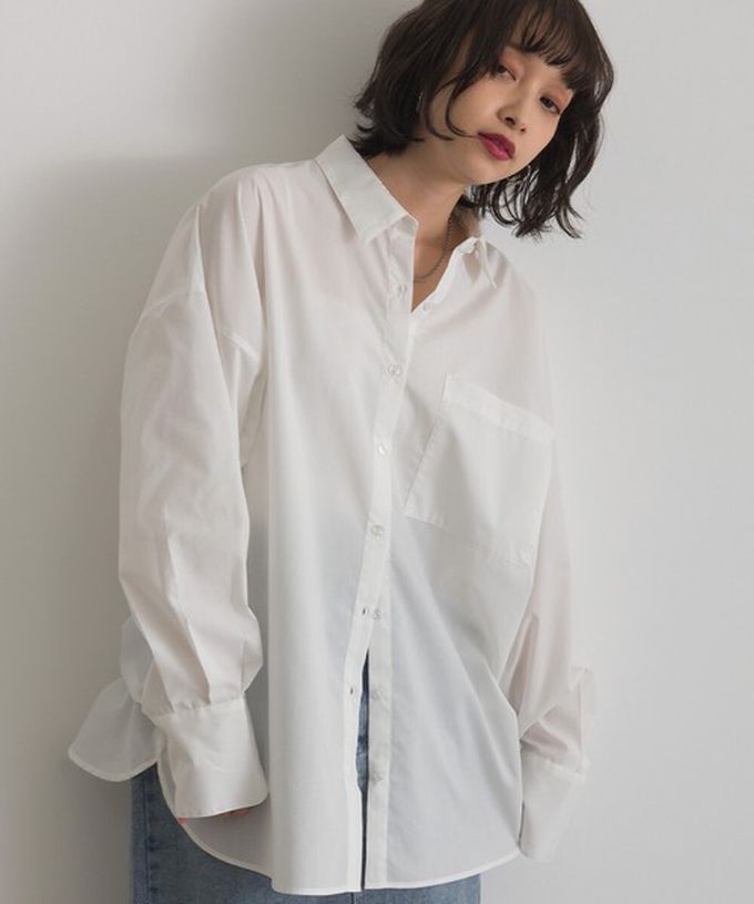 日本 ELENCARE DUE - 男友風寬鬆率性感長袖襯衫-淺卡其條紋