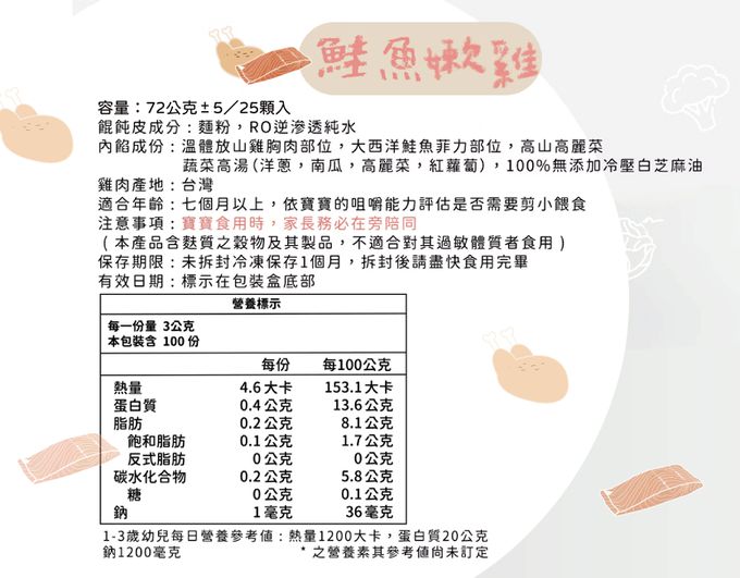 兔比媽咪廚房 - 寶寶餛飩-鮭魚嫩雞-(25顆/100顆)