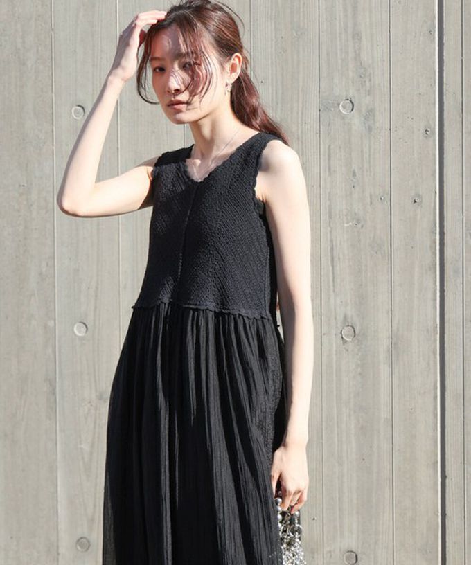 日本 Bab - 夏日氛圍鉤針縐紗背心裙-象牙白