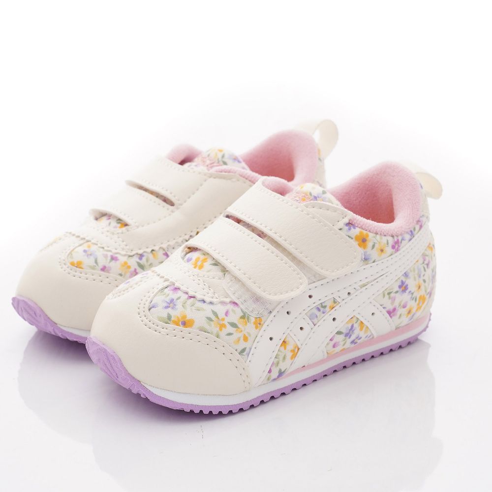 asics 亞瑟士 - 日本亞瑟士學步鞋-小碎花絆帶機能款(寶寶段)-白紫