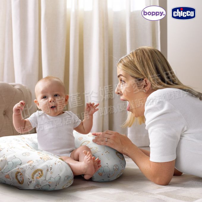 義大利 chicco - Boppy純棉多功能授乳枕-法式玫瑰
