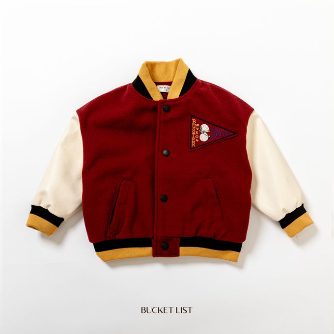 韓國 BUCKET LIST - 經典學院風撞色棒球外套-綠