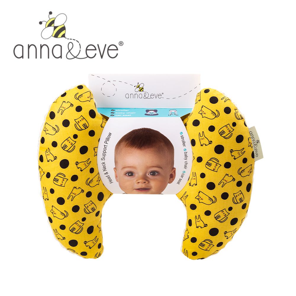 Anna&Eve - 美國嬰幼兒頭頸支撐保護枕-黃色兔子躲貓貓