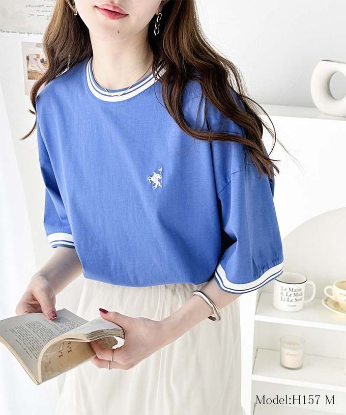 日本 Classical Elf - Java 100%天竺棉 刺繡舒適短袖上衣-淺灰棕