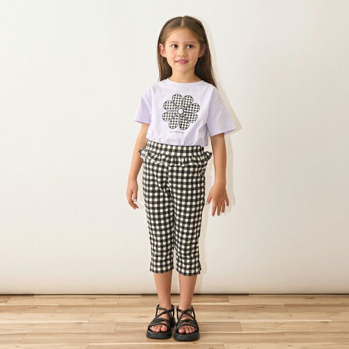 日本 Lycee mine - 純棉百搭印花短袖上衣-迷你蝴蝶結-淺粉