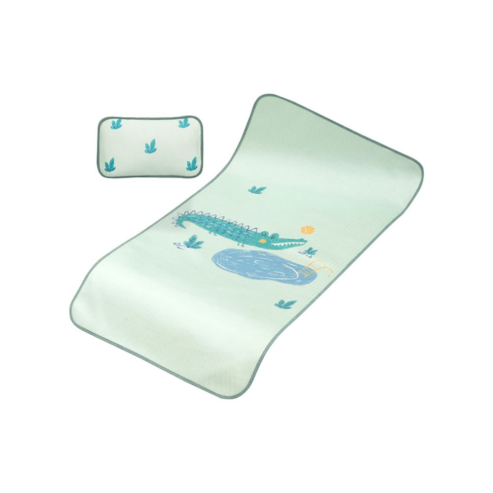 Muslin Tree - 嬰兒床印花涼蓆+枕頭組-泳池鱷魚 (涼蓆120*65cm / 枕頭36*23 cm)