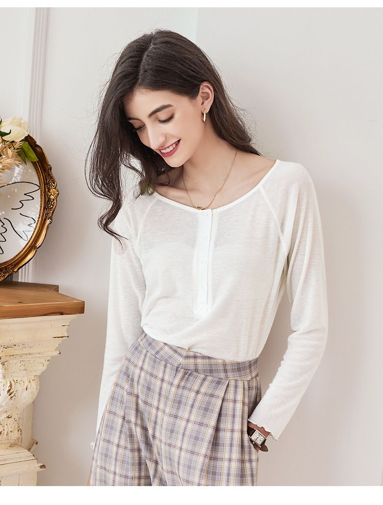 慵懶基礎長袖上衣-白色