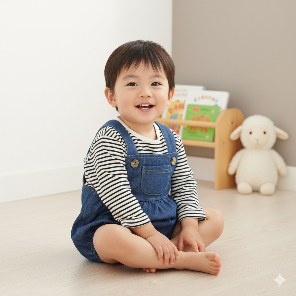 吊帶褲+T恤--深藍色