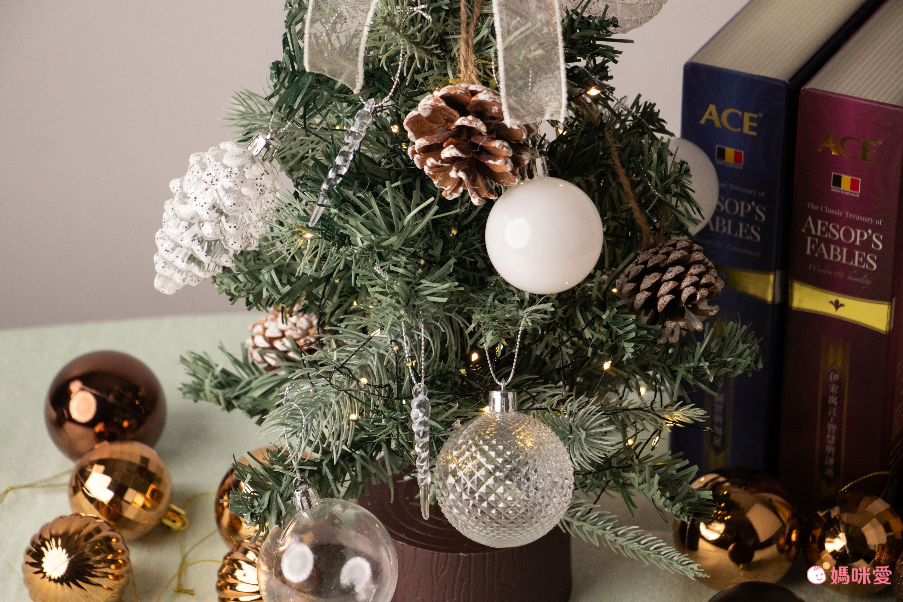 韓國 Bebe Deco - DIY迷你聖誕樹/聖誕樹燈飾組-復古霧紅 (30X45cm)