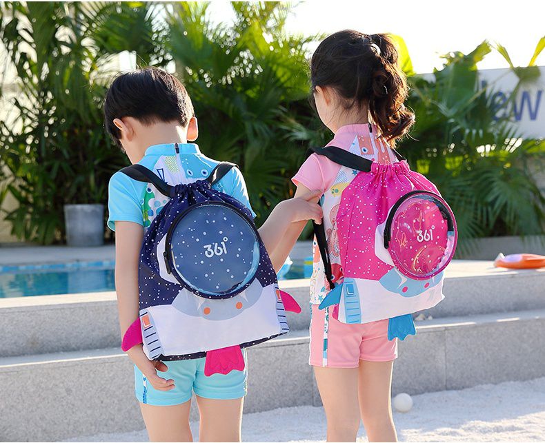 乾濕分離兒童游泳包-太空版-紅色 (38x35x8cm)