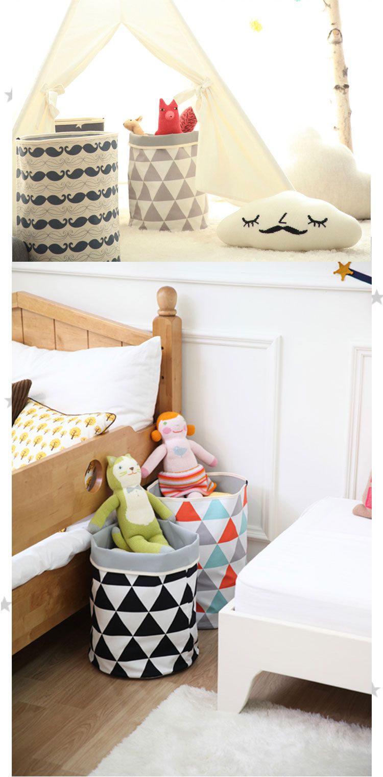 ORGANIC FACTORY - 收納籃-彩色幾何圖(橘藍)