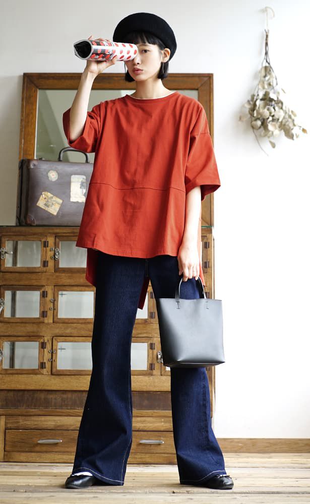 日本 zootie - 抗透汗 前短後長後開衩設計五分袖上衣-深咖啡