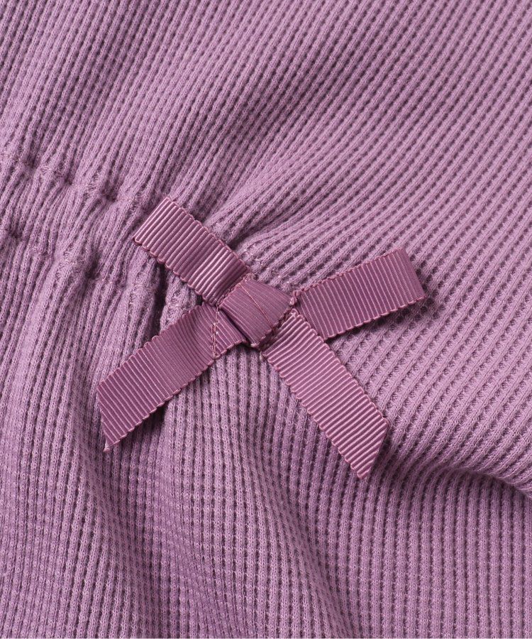 日本 apres les cours - 甜美華夫格長袖洋裝-緞帶裝飾-薄荷綠