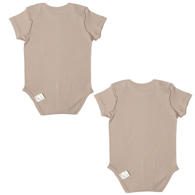 akachan honpo - 短袖有機包屁衣2件組-套頭式-咖啡色