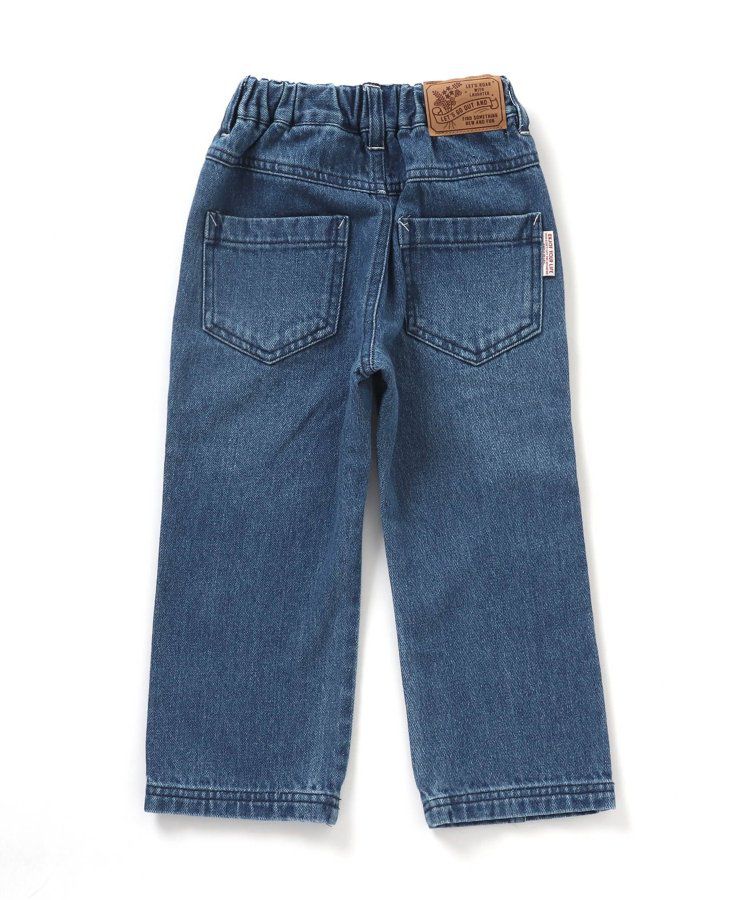 日本 BREEZE - 心形刺繡牛仔廓形長褲-海軍藍