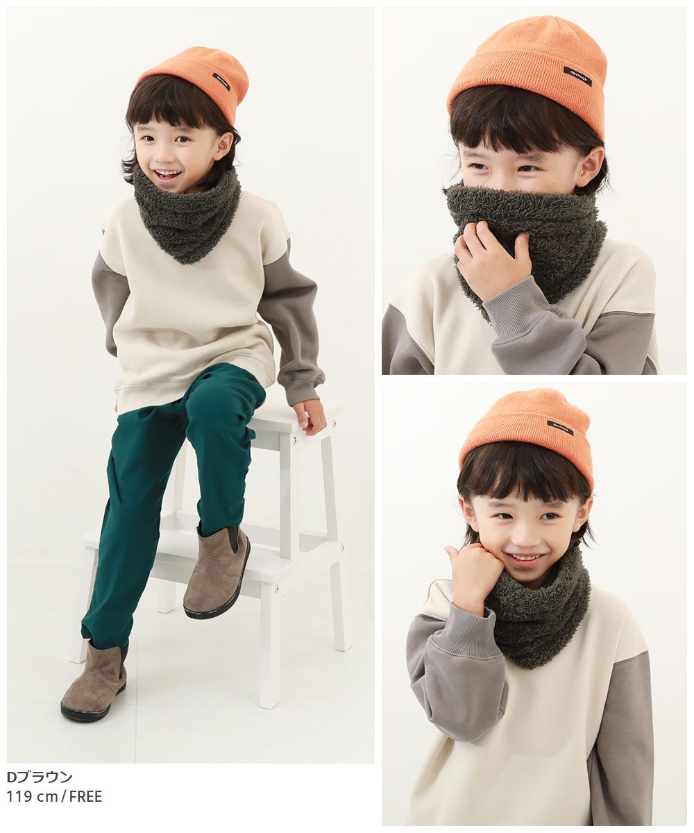 日本 devirock - 毛絨素色百搭圍脖(可調鬆緊)-淺卡其 (FREE)