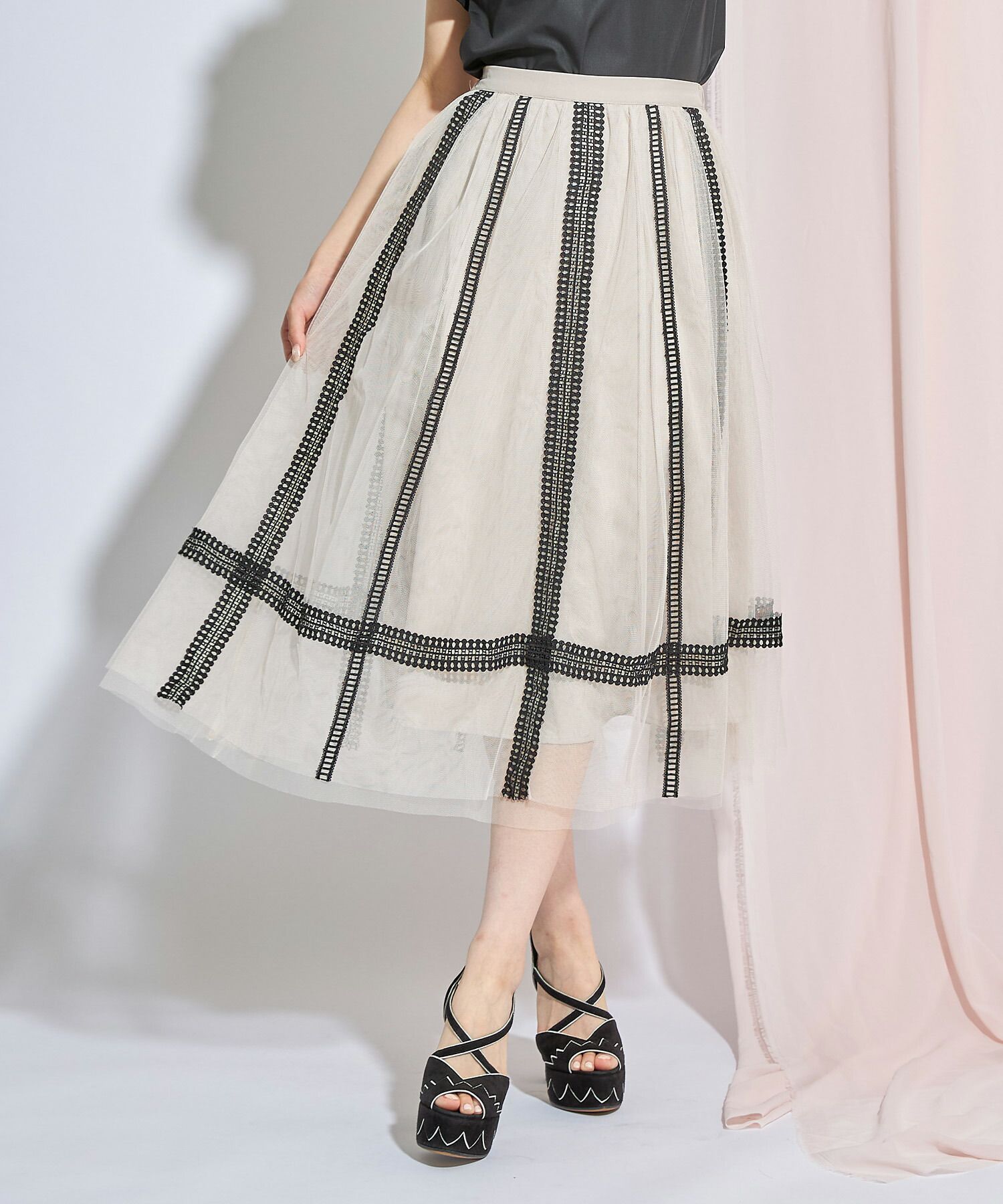 日本 tocco-closet - 夢幻優雅層次紗裙-冰河灰