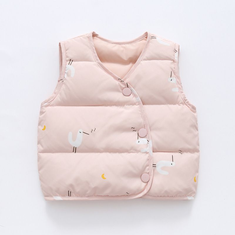 90%鴨絨兒童保暖防潑水背心-小雞-粉色