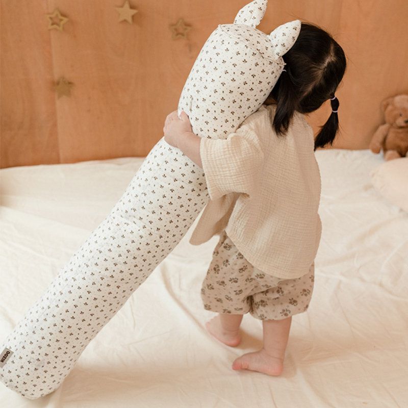 正韓Hello HiZoo - 純手工製純棉柔感兒童長條抱枕/靠枕/睡眠輔助枕/側睡抱枕-Hi Cat 貓耳