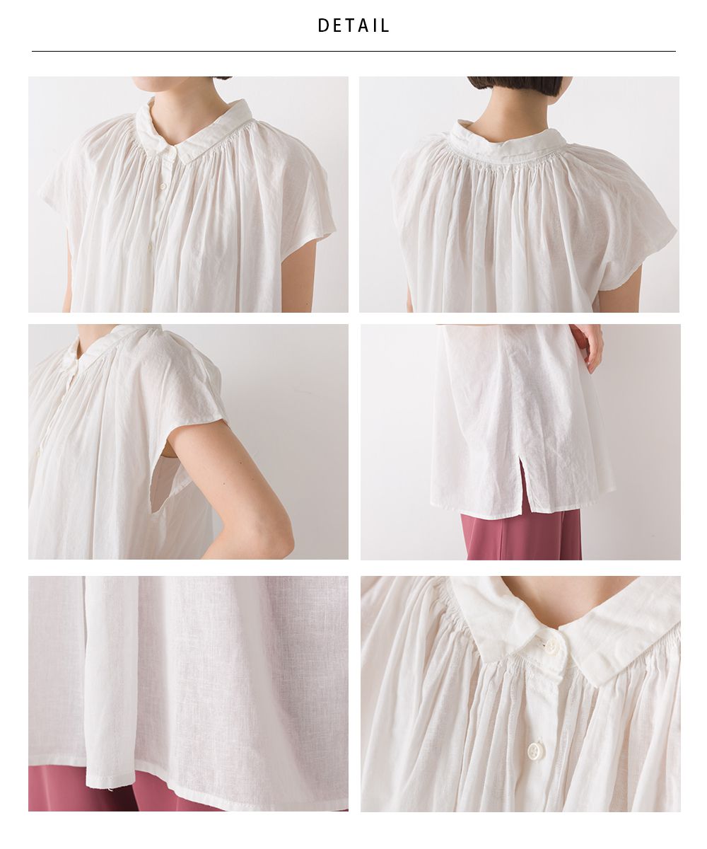 日本 OMNES - 微透膚棉麻涼爽短袖上衣-深灰