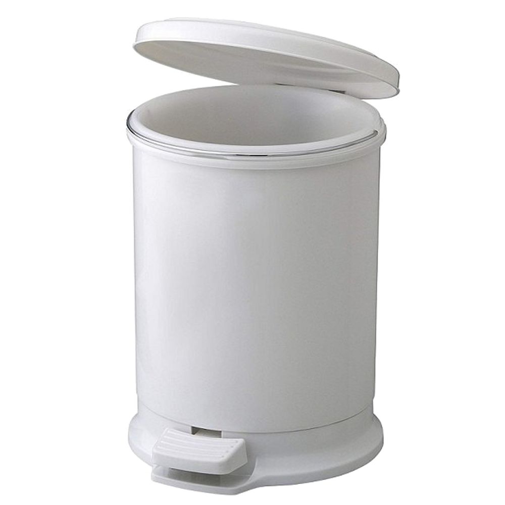 日本 RISU - H&H系列圓筒造型踩踏垃圾桶-灰白色 (10L)