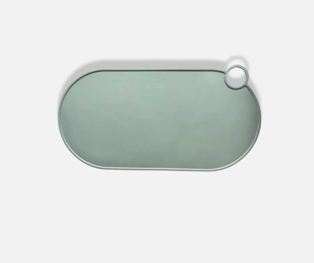 秒拾餐具-人體工學兒童可掛式防滑矽膠餐墊-湖水綠