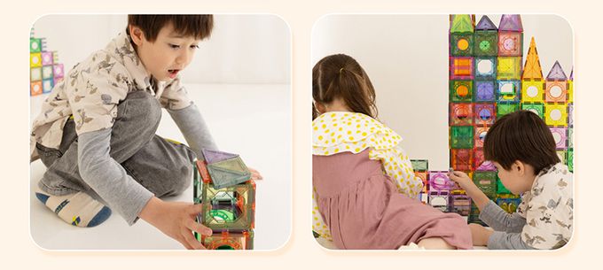 Kikimmy - 亮彩燈光益智磁力片/積木-71 PCS/基礎亮彩燈光組