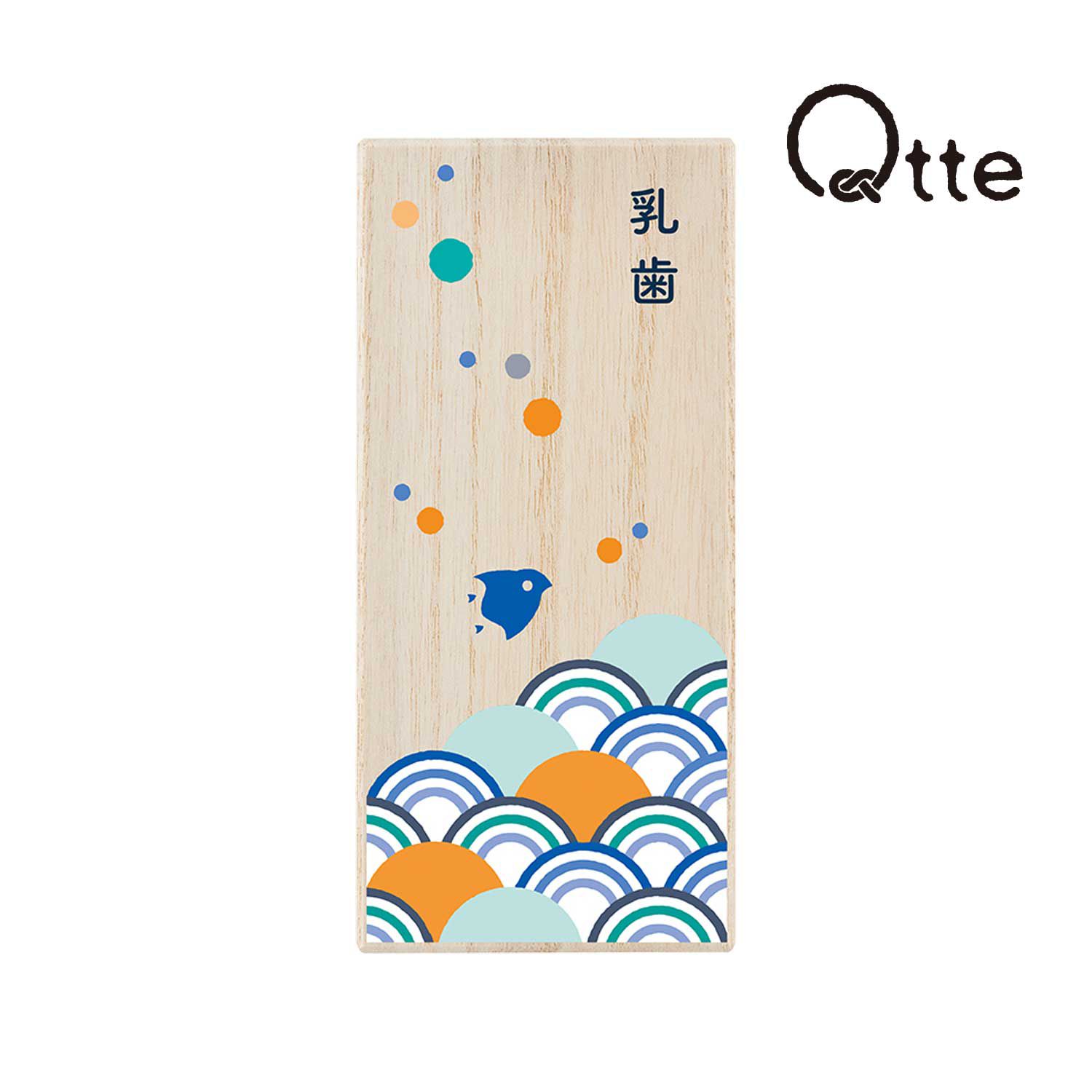 日本千趣會 - 日本製 好運圖騰桐木乳齒收納盒-菊&梅-藍