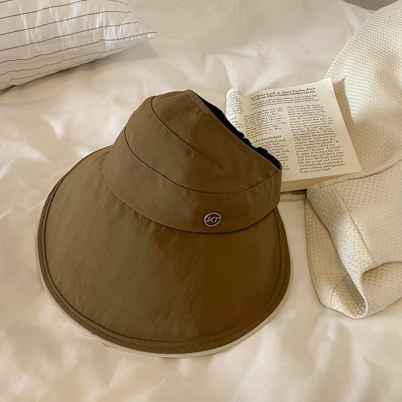 黑膠涼感防紫外線大帽簷空頂遮陽帽-可調節款-黑色