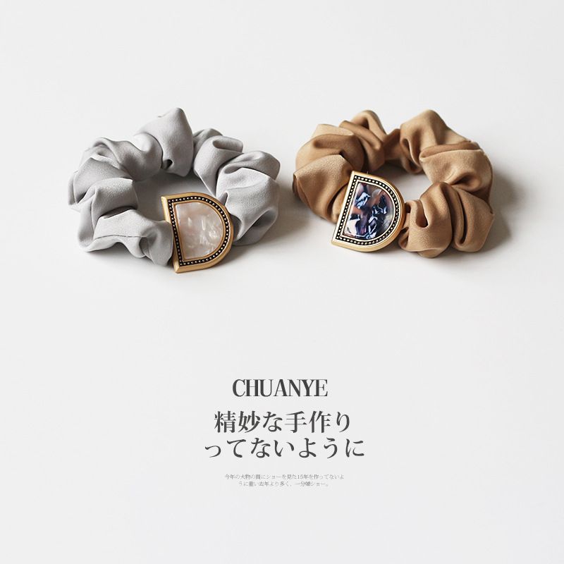 復古百搭字母髮圈-棕色