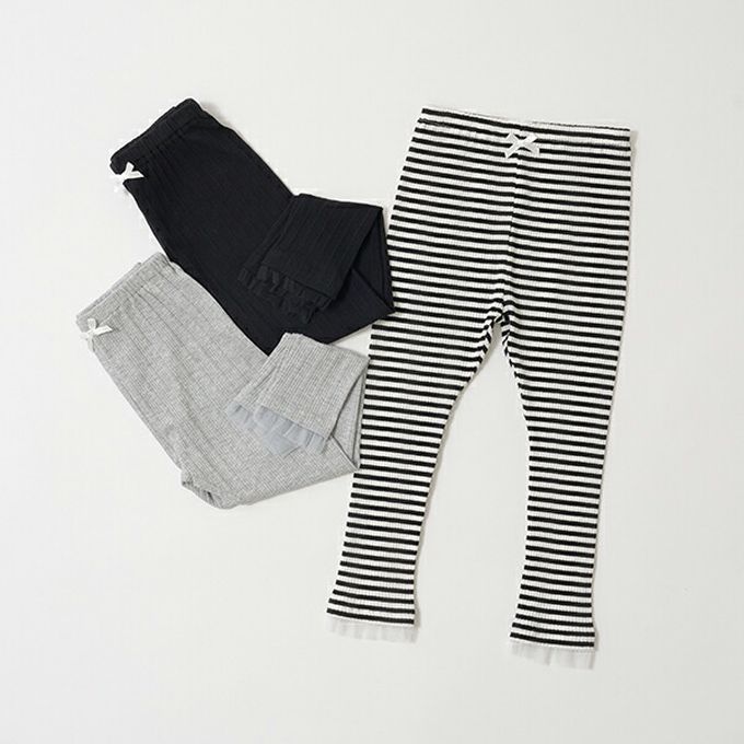 日本 Lycee mine - 下擺酷甜薄紗合身九分褲-條紋-黑白