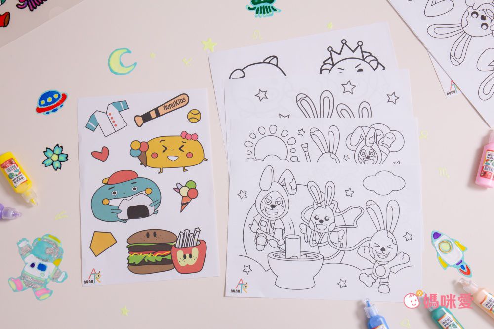 nunukids - 玩色系列- MIT無毒創意玻璃彩繪貼 - 18 大全套-盒裝