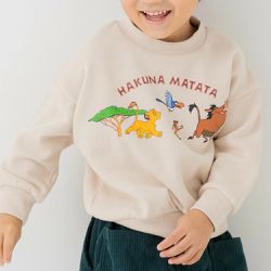 日本 Chil2 - 限量聯名 裏毛印花大學長袖上衣-迪士尼卡通獅子王-米杏