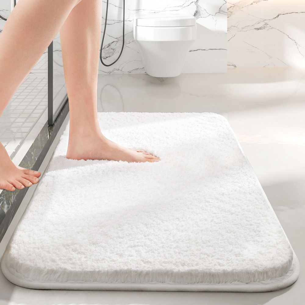 (加厚)快速吸水植絨浴室腳踏墊-白色