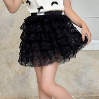 TUTU - 甜心多層次蕾絲蛋糕短裙-純棉內襯-黑色