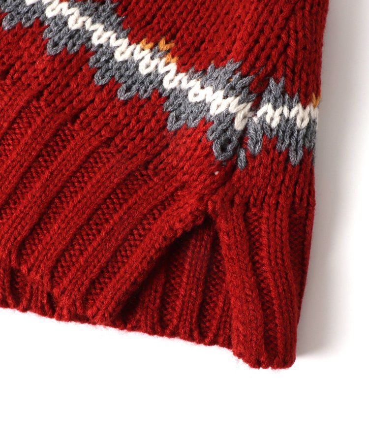 日本 BREEZE - 歐風柔軟針織洋裝-球心柄-聖誕紅