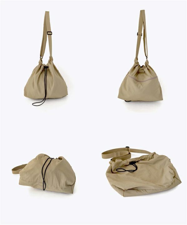 日本 zootie - 輕鬆束口袋著走抽繩肩背包-卡其