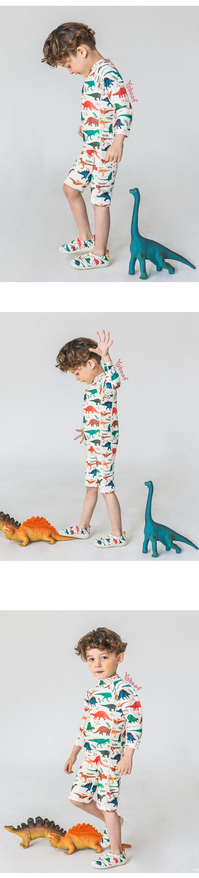 韓國 Yobaaf - UPF50+兒童防曬防寒泳裝-恐龍王國