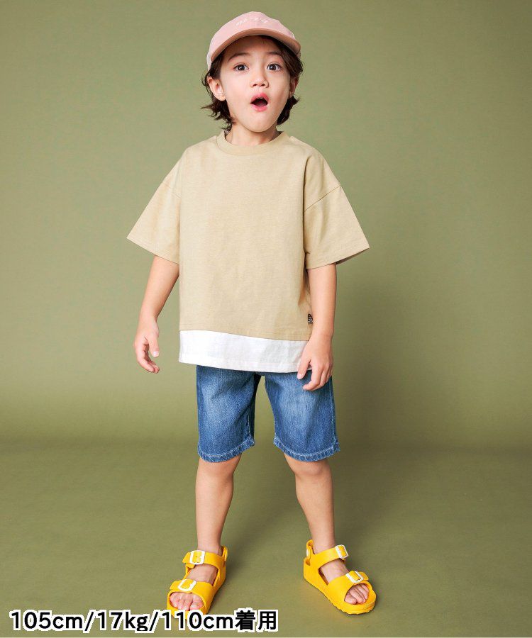 日本 BREEZE - 寬鬆版型背後設計短袖上衣-淺卡其