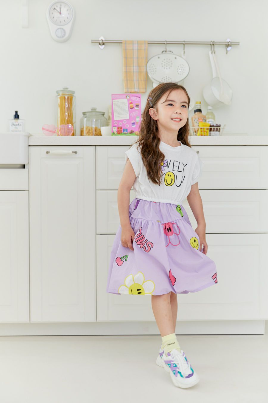 韓國 MINIATURE - LOVELY雙拼接裙襬洋裝-紫