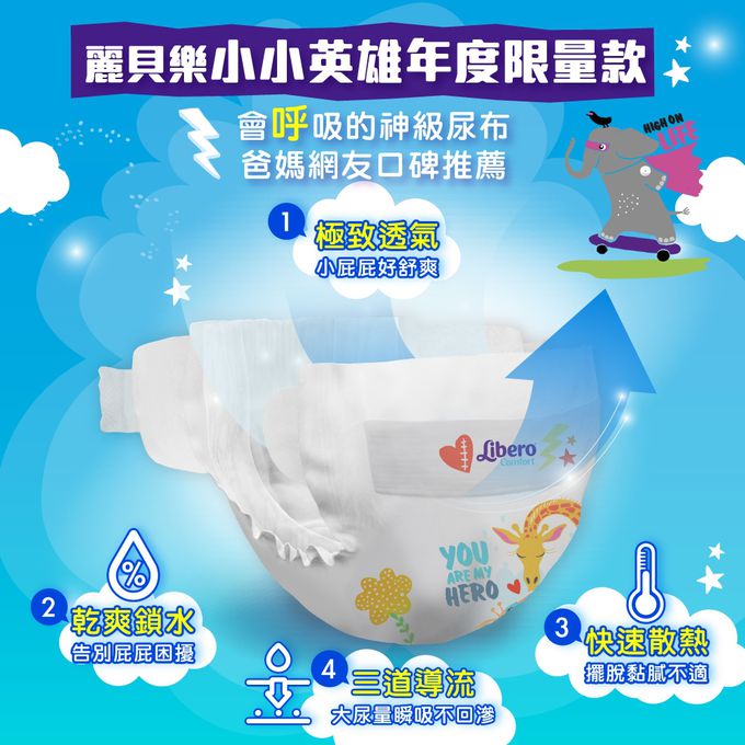 麗貝樂 Libero - 嬰兒尿布/紙尿褲-小小英雄 年度限量款 歐洲原裝進口-北歐限量設計款 (XXL/7號)-38片×3包