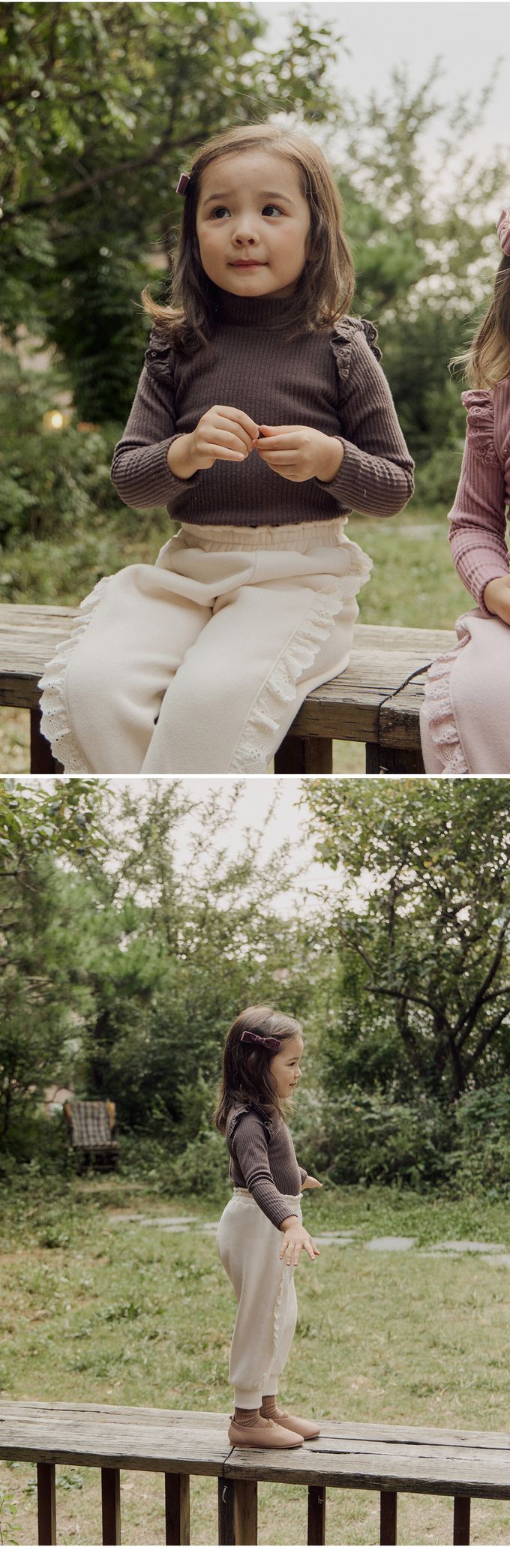 韓國 Puellaflo - 蕾絲布翅膀點綴彈性上衣-深灰咖