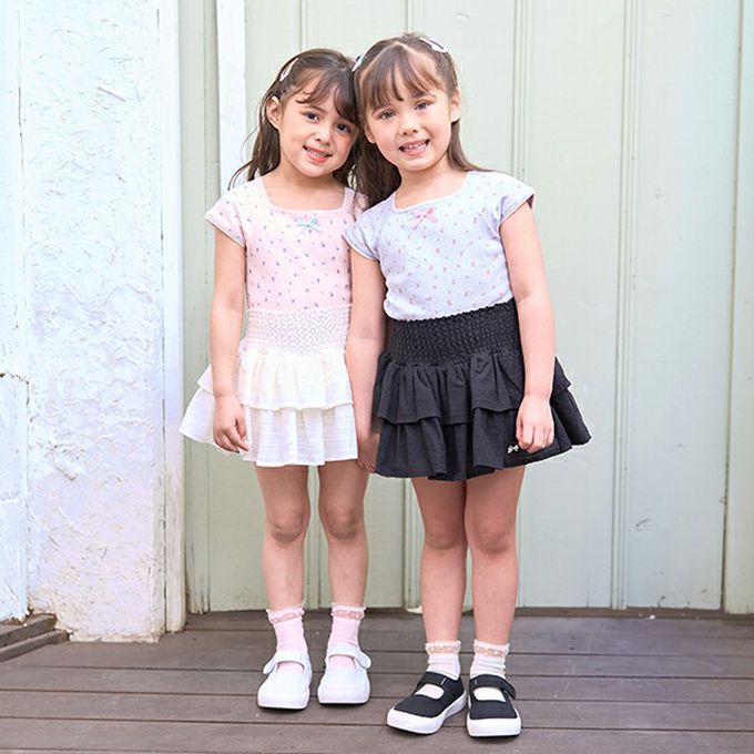 日本 Lycee mine - 100%棉 印花蕾絲滾邊短袖上衣-藍紫