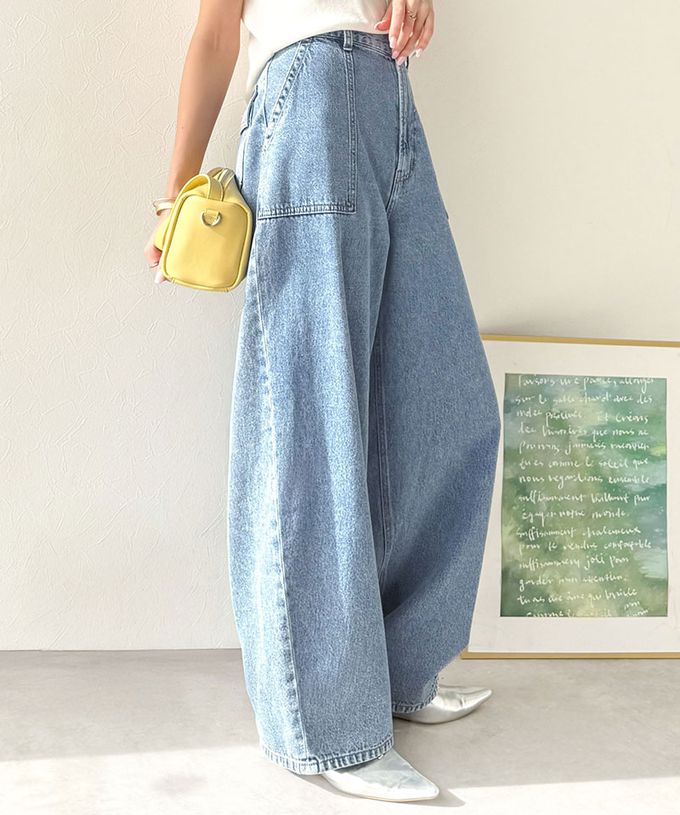 日本 Classical Elf - 圓弧修身廓形大口袋純棉丹寧褲-黑