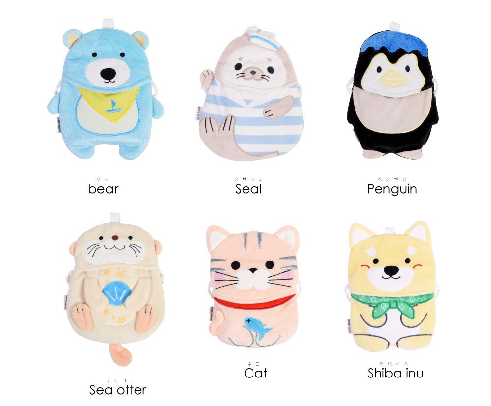 日本涼感雜貨 - 背巾/推車墊 (附保溫保冷劑/可當小背包)-企鵝-灰領巾 (約(15~22)x(18~24)cm)