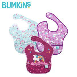 美國 Bumkins - 防水圍兜兜(三件組)-彩虹小馬 (6-24 M)